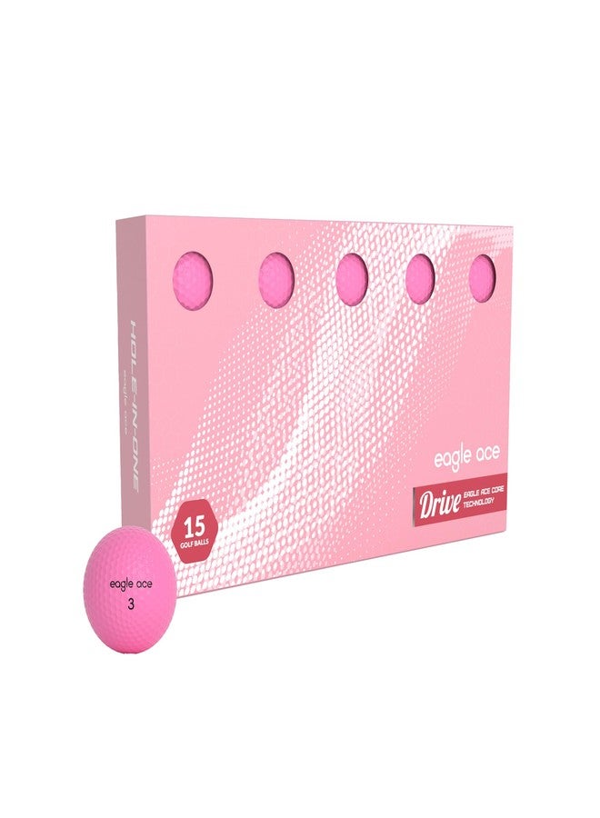 Eagle Ace™ Hybrid Golf Balls-2 Layers-Maximum Distance,Optimal Spin Control (2024 Version,Pink,15-Pack) - Image 1