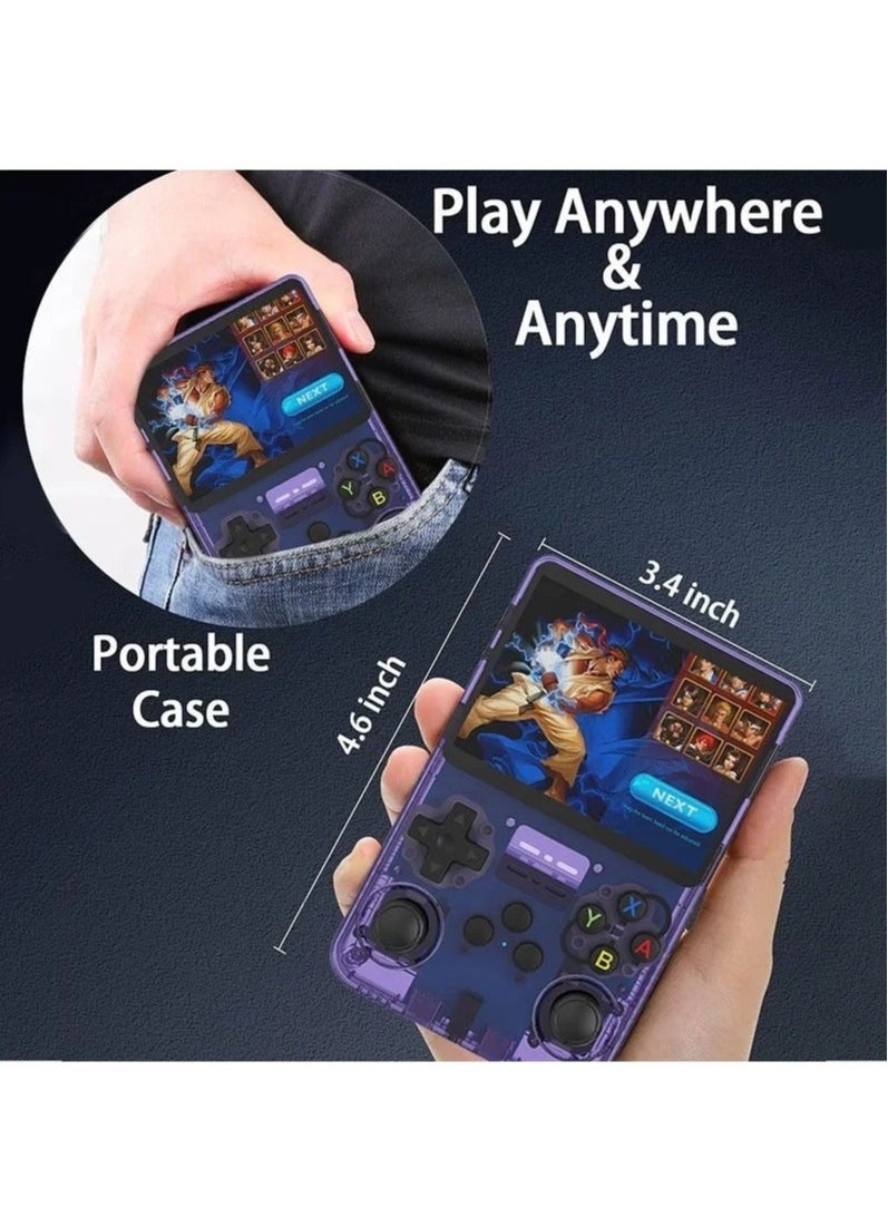 Generic - R36S Handheld Retro Gaming Console Linux System with 64G TF Card, Preloaded with 15000+ Games, Retro Video Game Console 3.5-inch IPS Screen (Purple 64G) - Image 1