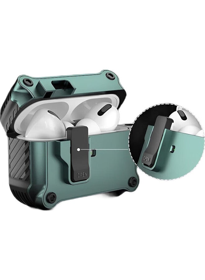 Chuangsi Mi Compatible With Airpods Pro 2nd Generation Protective Case Shockproof Magnetic Protective Cover Apple Wireless Bluetooth Earphone Case Anti-loss Detachable Smart Pop-up Cover Green - Image 1