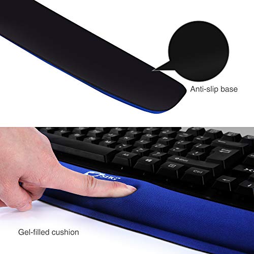 SIIG Keyboard Wrist Rest Pad - Gel Filled Cushion Support for Easy Typing and Pain Relief, Non-Skid for Home/Office/Computer/Laptop - Blue - Image 3