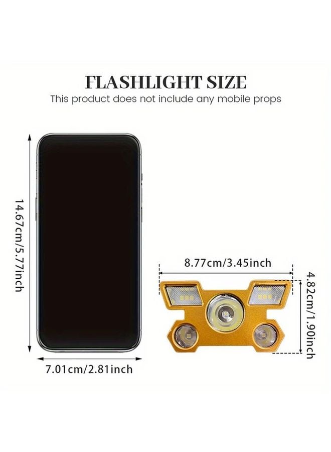 Golden Headlamp 5LED USB Rechargeable Adjustable Emergency Flashlight Metal Housing Long Battery - Image 4