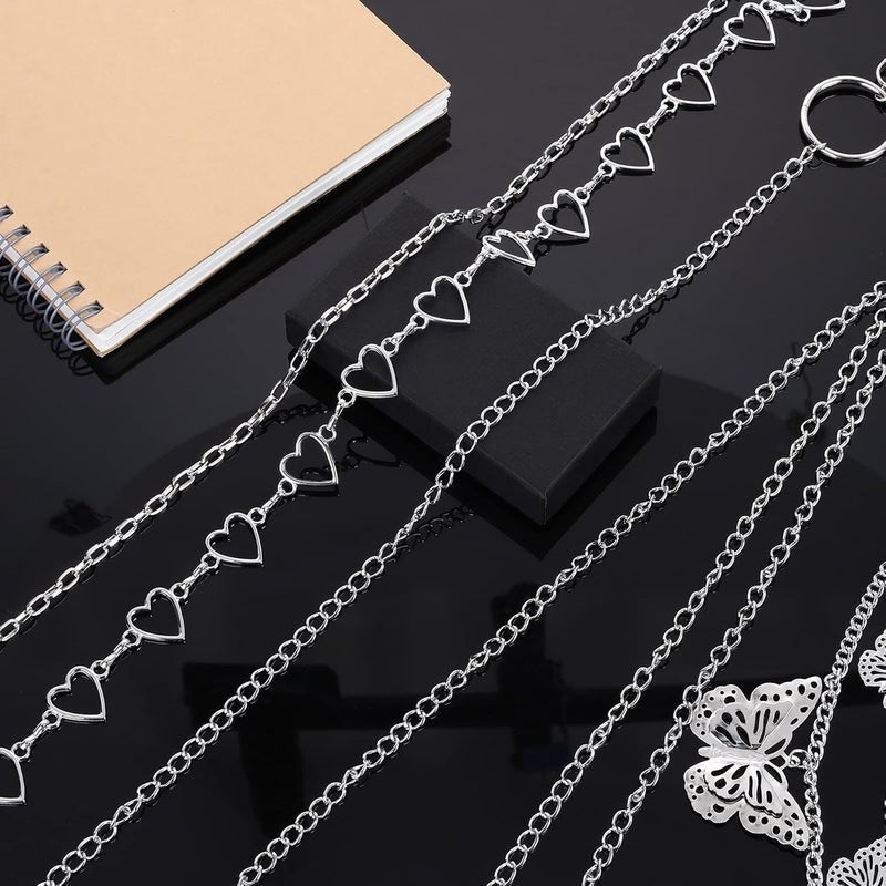 klarako 5 Pieces Chain Belt Jeans Pants Chain Pocket Lock Punk Hip Hop Rock Pocket Chain Belt Pendant Hip Hop Pants Chain Belts for Women Men - Image 2