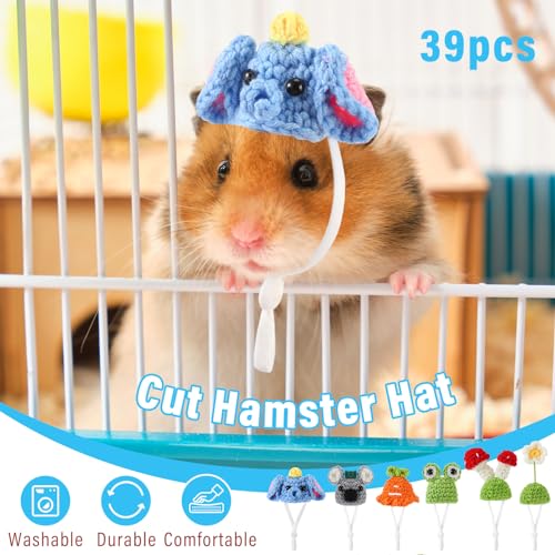 Locmeo 44 Pcs Hamster Hats with Scarf Set Small Animal Hats Bulk Guinea Pig Costume Accessories Cute Tiny Mini Knitted Gift for Small Animals Pets Snakes Lizards Hedgehog Holiday Party - Image 3
