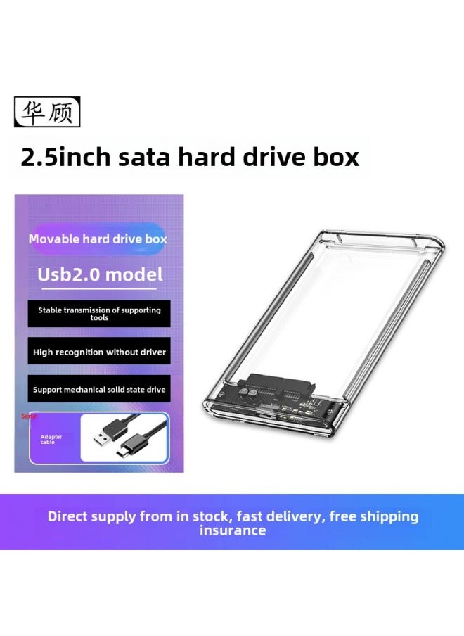 Generic China Gu 2.5 "Notebook Mobile Hard Disk Box USB3.1 Mechanical Solid State Disk Ssd Hard Disk Transfer External Bz-Color:▓2.0 Fully Transparent ░  - Image 1