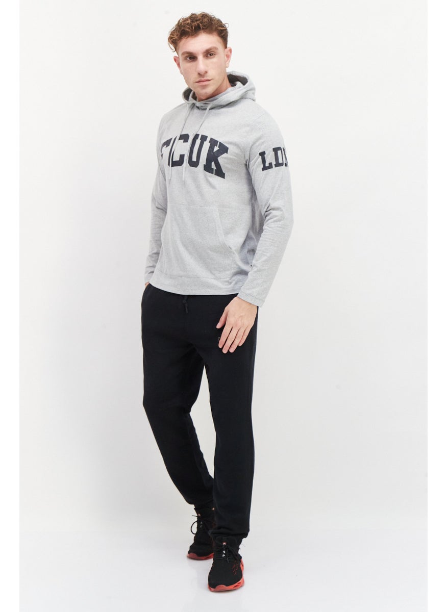French Connection Men Long Sleeve Brand Logo Hoodie, Grey Marl  - Image 2
