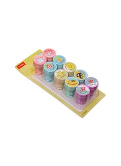 Children's stamps in various and diverse shapes, number (10 pieces), presented as a gift to children, with multiple models, shapes and colors
