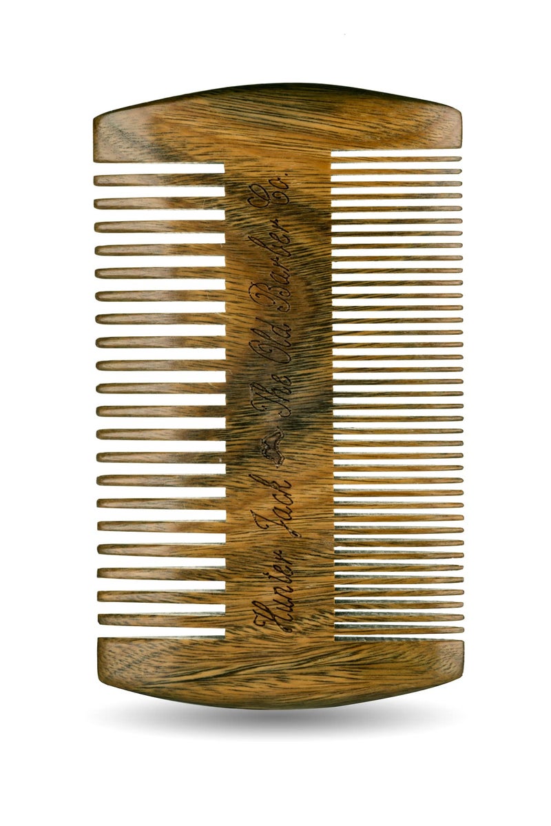 Hunter Jack Sandalwood Beard Comb for Men - Handmade Premium Wooden Beard & Mustache Comb - Fine & Wide Tooth - Travel Pocket Size - Beard Grooming Kit for Men in PU Leather Case by Hunter Jack - Image 4