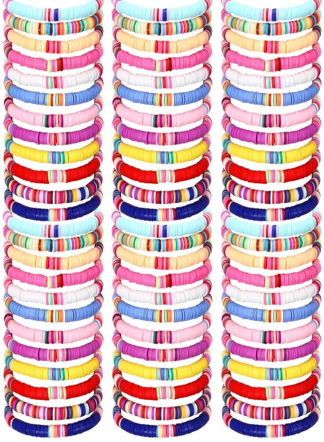 Equsion 100 Pcs Surfer Heishi Bracelets for Women Stackable Stretch Bracelets Elastic Layering Friendship Bracelets Rainbow Vinyl Disc Clay Beaded Bracelets Summer Beach Jewelry Boho, Multicolor - Image 1