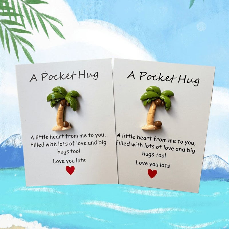 10pcs Pocket Hug Cards Vibrant Coconut Tree Design Gift for Valentine Birthday Friends Family - Image 1