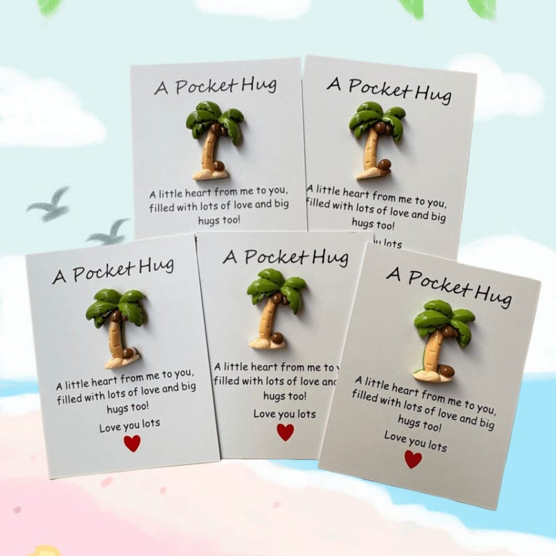 10pcs Pocket Hug Cards Vibrant Coconut Tree Design Gift for Valentine Birthday Friends Family - Image 2