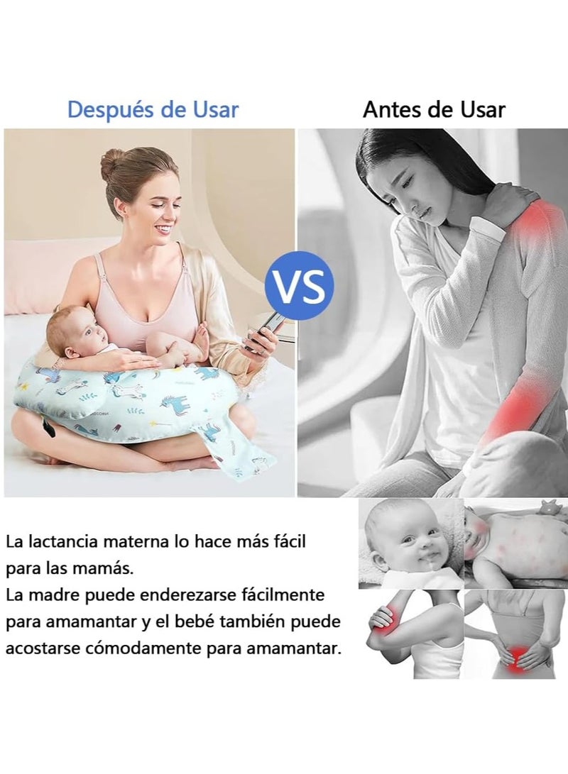 شو وو وسادة رضاعة متعددة الأغراض، وسادة رضاعة كبيرة، وسادة تغذية مريحة للأطفال، وسادة على شكل حرف U، كرسي استرخاء للأطفال مع حزام خصر قابل للتعديل وغطاء قطني قابل للإزالة - Image 5