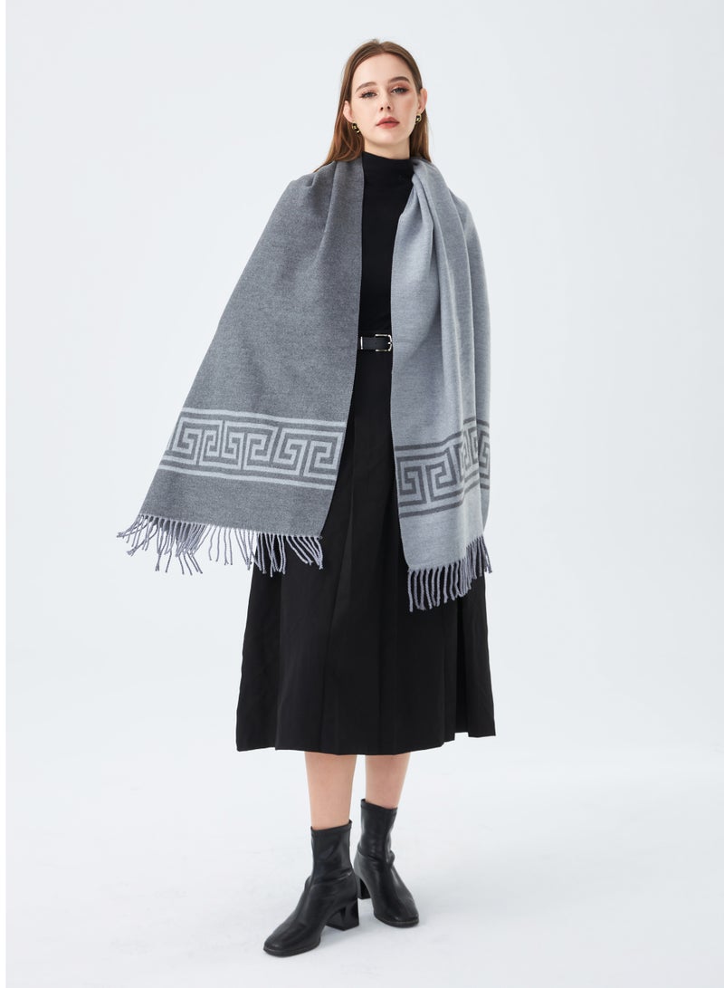 Sky Cashmere Reversible Scarf for Women Cashmere Wool Soft Dual Shade Design in Grey - Image 3