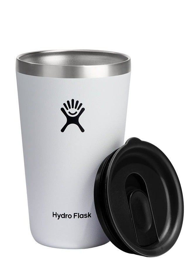 هايدرو فلاسك كوب من الفولاذ المقاوم للصدأ سعة 16 أونصة مع غطاء وعزل فراغ مزدوج الجدار - Image 1