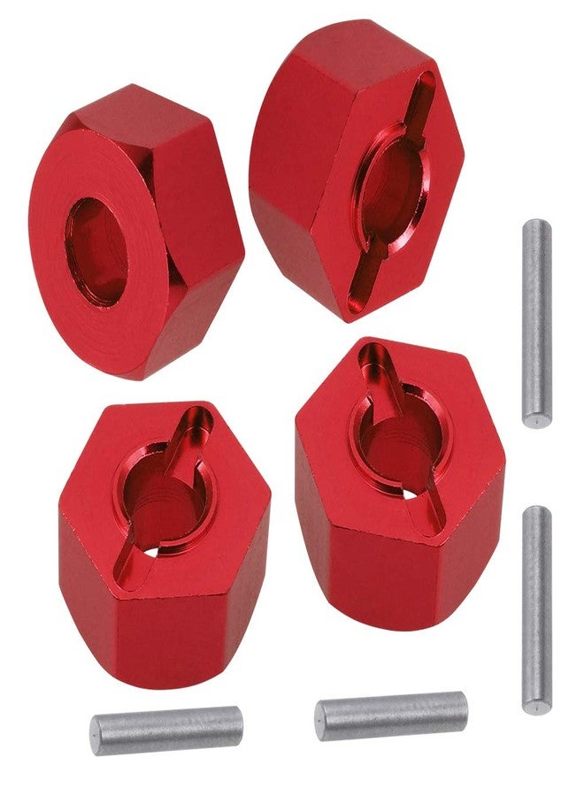 XIND ELE. Aluminum RC Front & Rear Wheel Hubs Hex 12mm Upgrade 1654 for 1/10 Traxxas 4X4 Slash Hoss Stampede Rustler 4WD (Red) - Image 1
