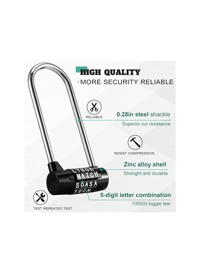 PROMASS PROMASS 5.8 Inch Long Shackle Combination Lock Gym Locker Lock, 5 Digit Waterproof Combination Padlock, Lock Keyless Resettable Long Safety Padlock for School Fence Toolbox Hasp Cabinet Storage  - Image 3