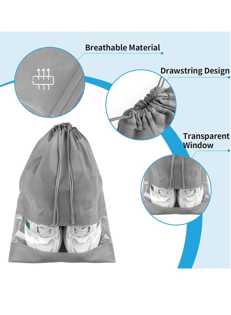 Travel Shoe Bag, Drawstring Travel Shoe Bag, Dustproof Portable Travel Shoe Organizer, Men & Women, Grey, 5 pcs - Image 3