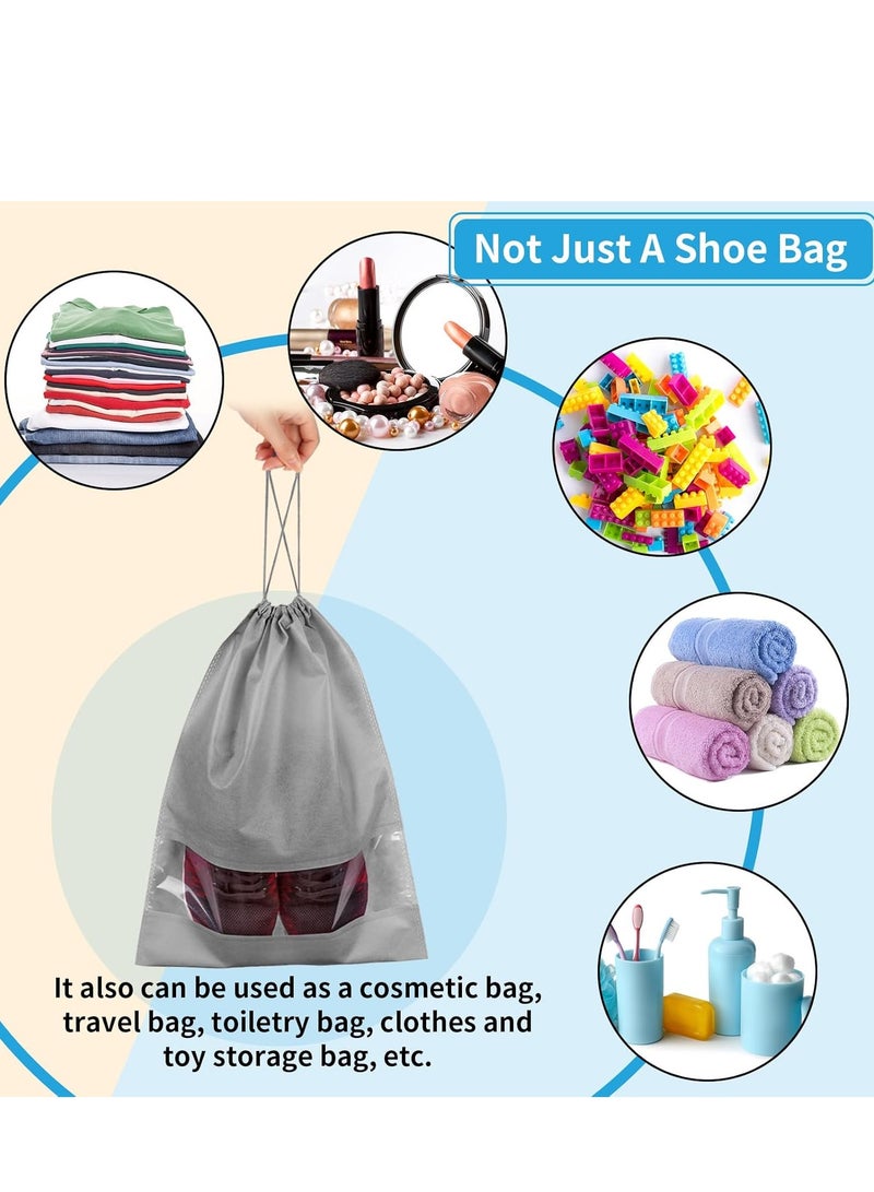 Travel Shoe Bag, Drawstring Travel Shoe Bag, Dustproof Portable Travel Shoe Organizer, Men & Women, Grey, 5 pcs - Image 4