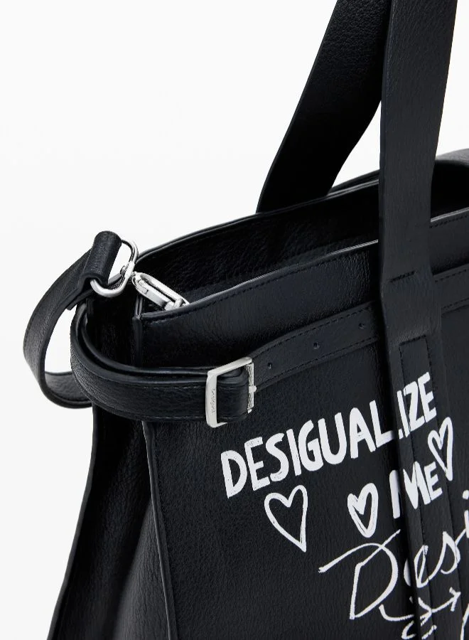 DESIGUAL Large Faux Leather Shopper Bag With Letters