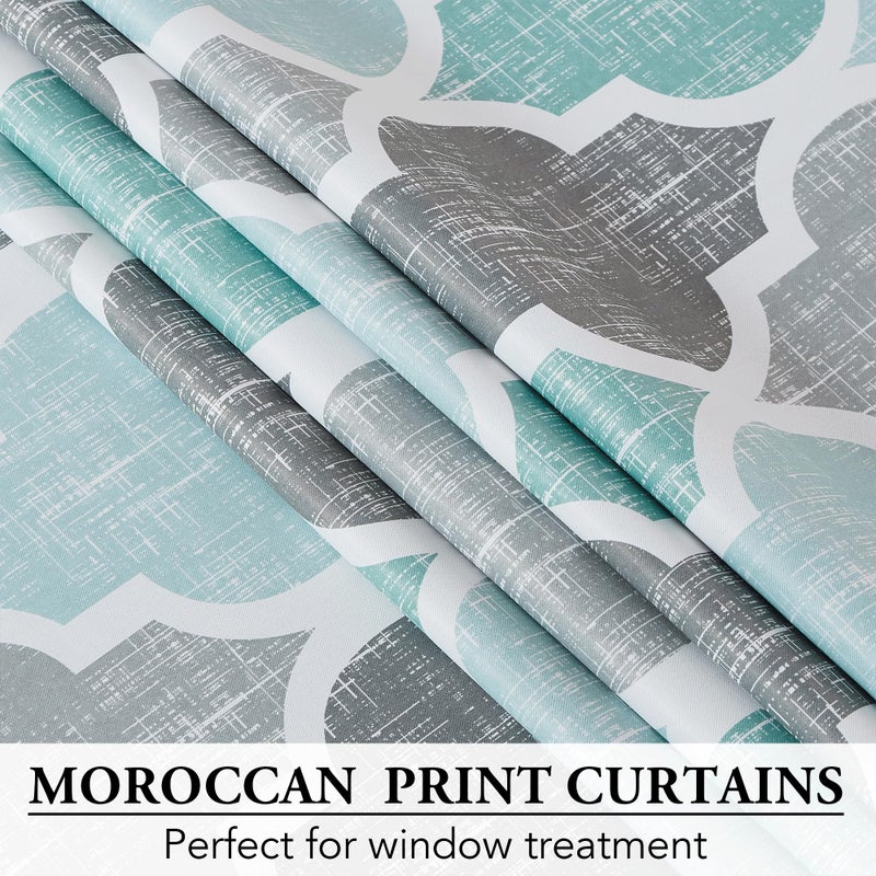 Beauoop 100% Blackout Curtains 84 Inches Long 2 Panels for Bedroom Living Room Aqua Grey Moroccan Geo Room Darkening Thermal Insulated Soundproof Grommet Top Window Treatments Drapes, 50x84 Set of 2 - Image 4