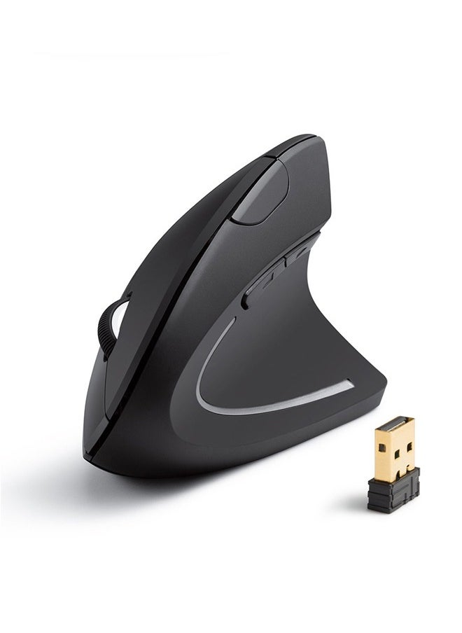 Generic - Rechargeable Ergonomic Wireless Mouse, 2.4G USB Optical Vertical Mouse with 3 Adjustable DPI 800/1200/1600 Levels  for Computer, Laptop, PC, MacBook (Black) - Image 1