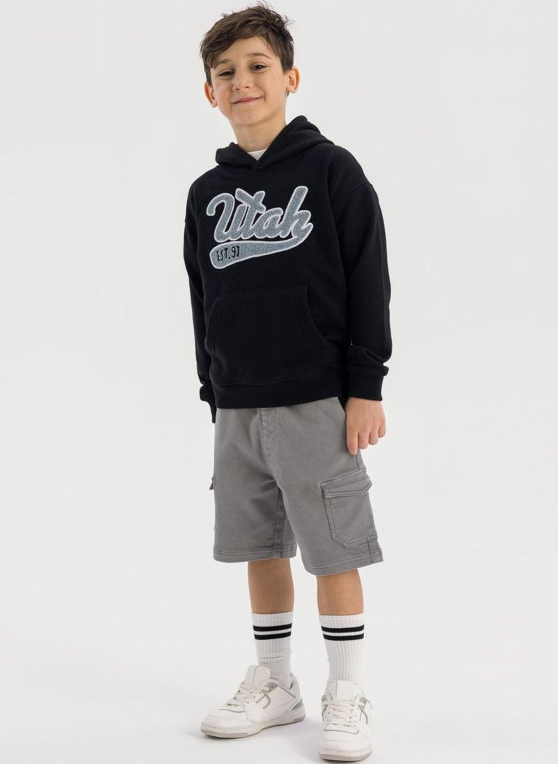 MINOTI Kids Boys Casual Hoodie with Front Print  - Image 1