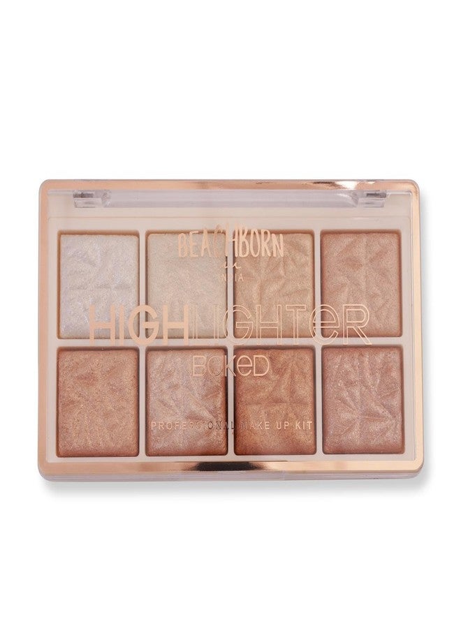 BEACHBORN INDIA Multicolor 8 Colour Highlighter Baked Palette Highly Pigmented and Blendable | Matte Finish | Perfect Makeup with Radiant, Buildable Shades 10.8g (BBI-02-04 SHADE NO 1, 10.8G) - Image 2