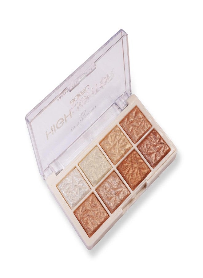 BEACHBORN INDIA Multicolor 8 Colour Highlighter Baked Palette Highly Pigmented and Blendable | Matte Finish | Perfect Makeup with Radiant, Buildable Shades 10.8g (BBI-02-04 SHADE NO 1, 10.8G) - Image 1