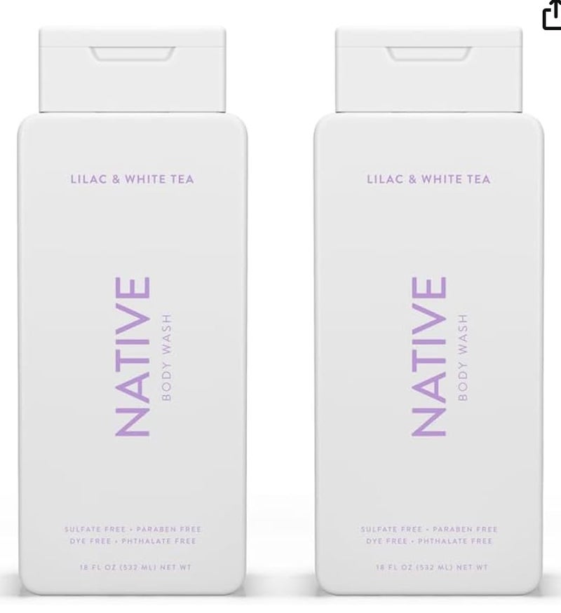 Native Body Wash Contains Naturally Derived Ingredients | For Women & Men, Sulfate, Paraben, & Dye Free Leaving Skin Soft and Hydrating | Lilac & White Tea 18 oz - 2 Pk - Image 1