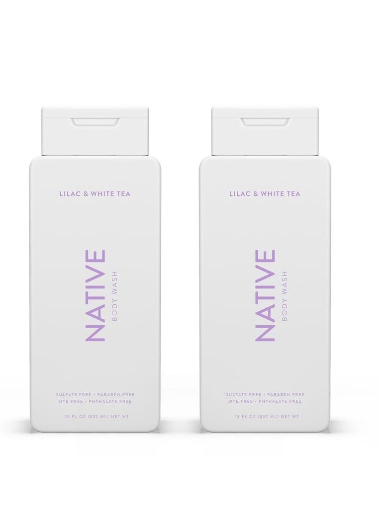 native Native Body Wash Contains Naturally Derived Ingredients | For Women & Men, Sulfate, Paraben, & Dye Free Leaving Skin Soft and Hydrating | Lilac & White Tea 18 oz - 2 Pk  - Image 1