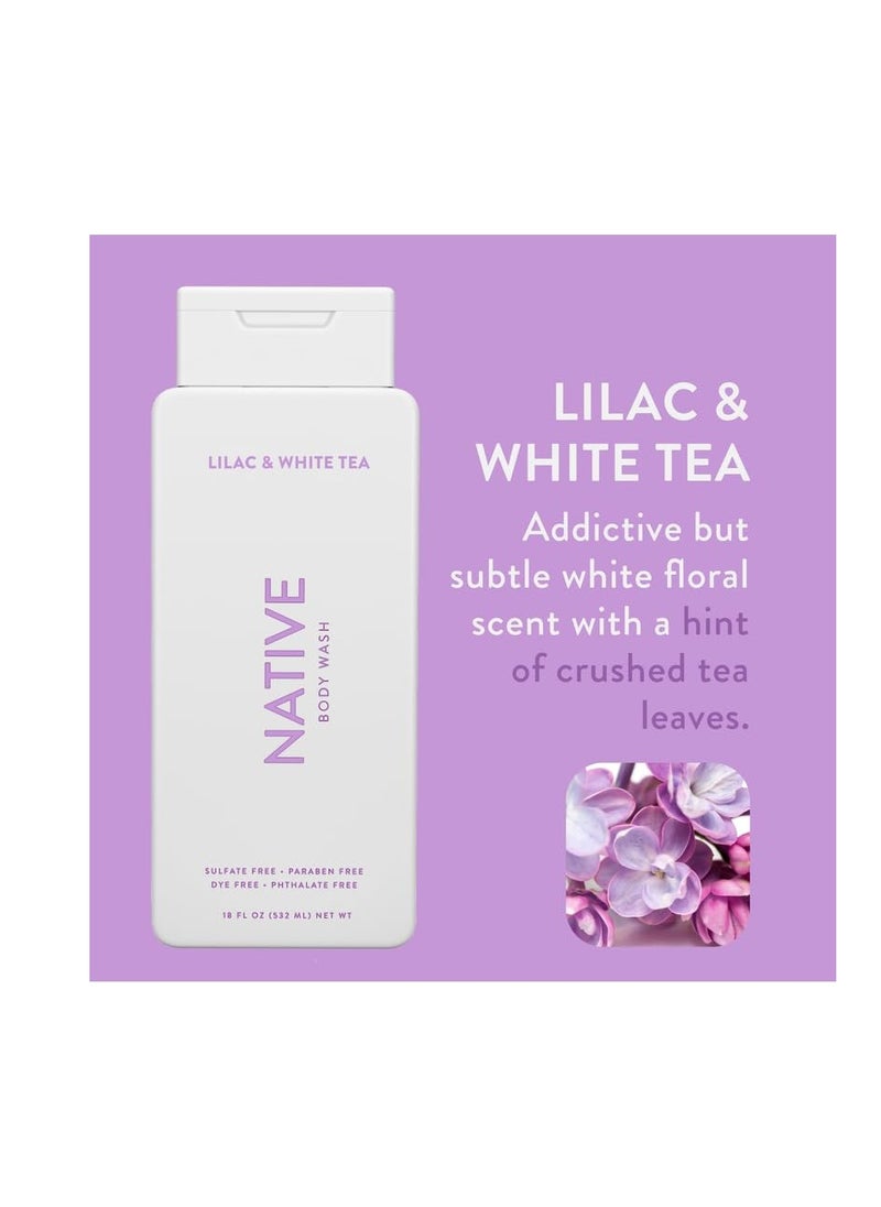 native Native Body Wash Contains Naturally Derived Ingredients | For Women & Men, Sulfate, Paraben, & Dye Free Leaving Skin Soft and Hydrating | Lilac & White Tea 18 oz - 2 Pk  - Image 2