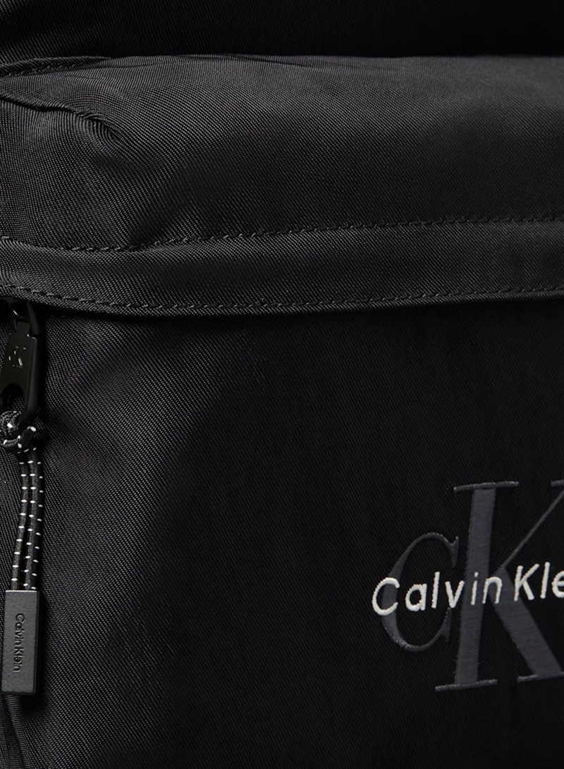 Calvin Klein Black Monologo Embroidery Dome Backpack with Laptop Sleeve for Men | Best Price UAE