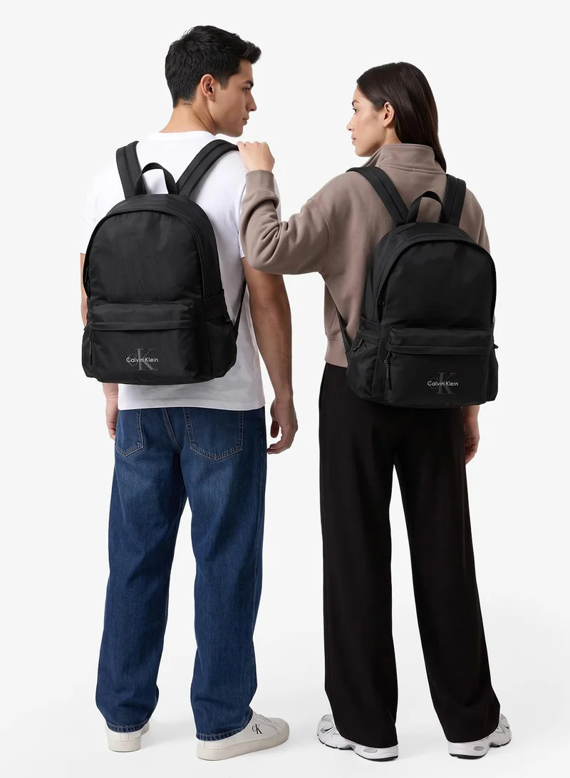 Calvin Klein Black Monologo Embroidery Dome Backpack with Laptop Sleeve for Men | Best Price UAE