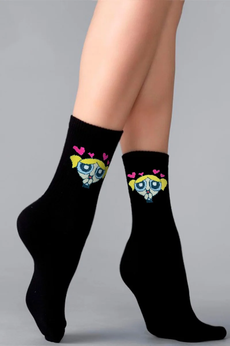 Esinti Children's Socks Knee-Fit School Socks Colorful Girls' Patterned Socks School Socks 3 Pcs