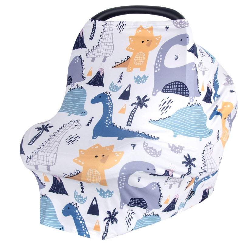 MHOMER Baby Car Seat Cover Nursing Cover for Breastfeeding Baby Carseat Canopy for Boys and Girls Infant Car Seat Cover Multiuse Baby Shopping CartHigh ChairStroller Covers Dinosaur