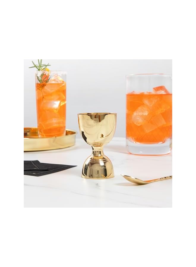 S-TOP Bar Lux 1 / 2 Ounce Bar Jigger, 1 Durable Bell Jigger - For Exact Proportions, Bar Tool For Measuring Liquors, Juices, or Syrups, Gold-Plated Stainless Steel Double Cocktail Jigger, - Image 4