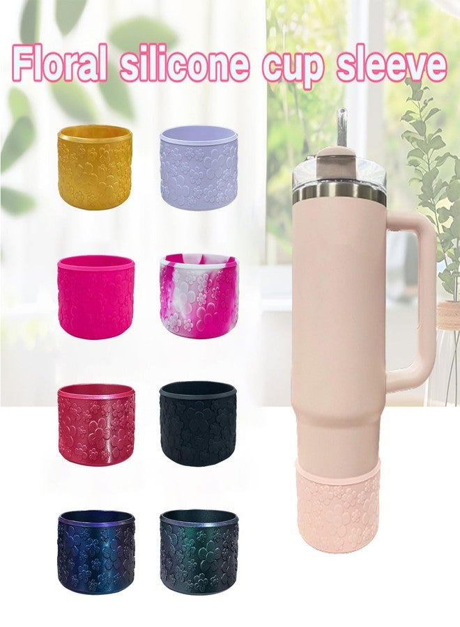 Lnulyaciy Flower Silicone Boot, for Stanley Cup 40/30/20 oz, Anti-Slip Silicone Boot for Cup Compatible Hydroflask Boot 12-24Oz and More Bottles 2.95in Bottom Protector (Rose Red & White) - Image 5
