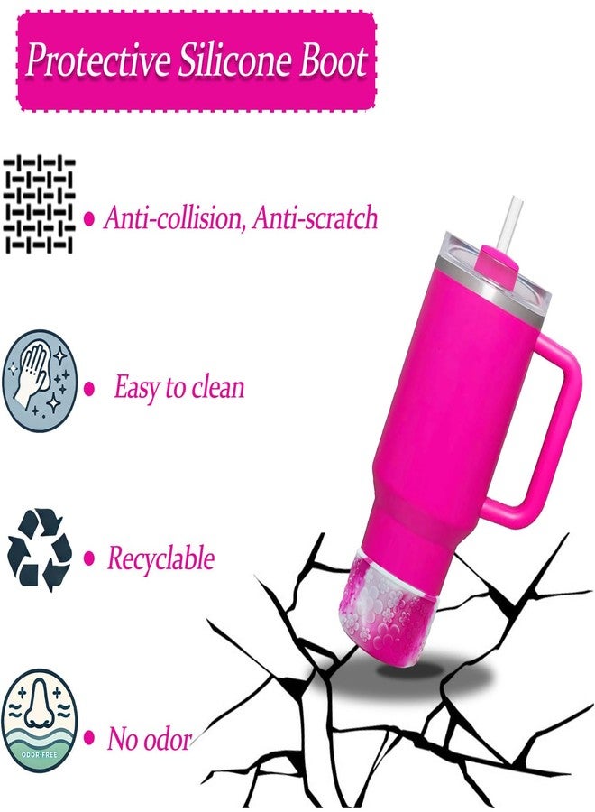 Lnulyaciy Flower Silicone Boot, for Stanley Cup 40/30/20 oz, Anti-Slip Silicone Boot for Cup Compatible Hydroflask Boot 12-24Oz and More Bottles 2.95in Bottom Protector (Rose Red & White) - Image 1