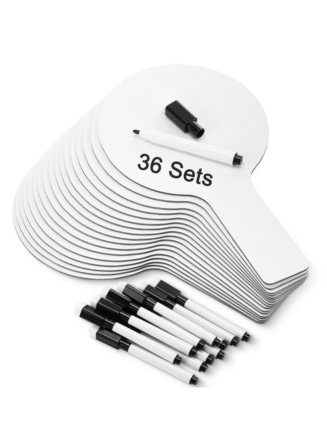 Sherr 36 Sets 5X9 Inch Answer Dry Erase Paddles And 36 Black Marker Set Handheld Small Dry Erase Board Double Sided Auction Paddles Handheld Whiteboard For Classroom Voting Answering Auction Bidding - Image 1