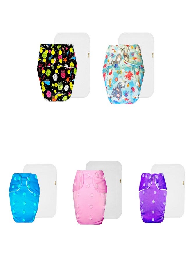 حفاضات دمبلدو القماشية الممتازة مع حشوة قطنية (عبوة من 5) | ناعمة ولطيفة | تسمح بمرور الهواء | مناسبة للسفر | مثالية للأطفال الصغار | من 3 أشهر إلى 3 سنوات | للجنسين - Image 1