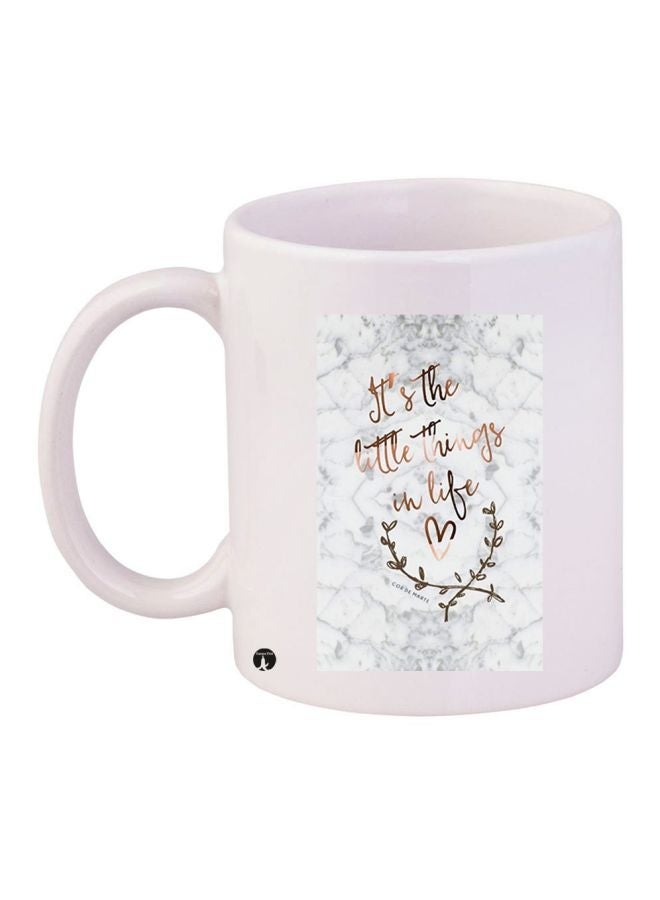 RYN Quote Printed Coffee Mug White/Grey/Brown