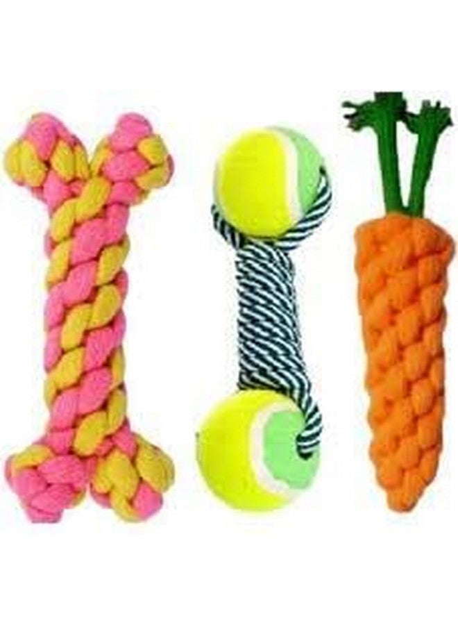 100% Natural & Safe Cotton Combo Pet Toy - Durable Teeth Cleaning Chewing Biting Knotted Dog Toys - (Combo Of 3) - Image 1