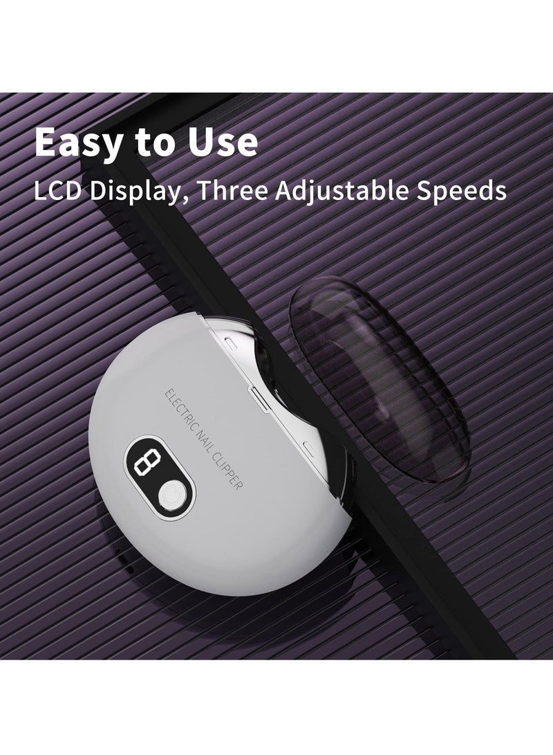 SOLARAE Automatic Nail Clipper, Electric Nail Clippers Automatic Safety Fingernail Cutter and Filer Rechargeable Nail Trimmer Nail Scissors Gift for for Adults Seniors Infant Baby Kids Men Women (White) - Image 5