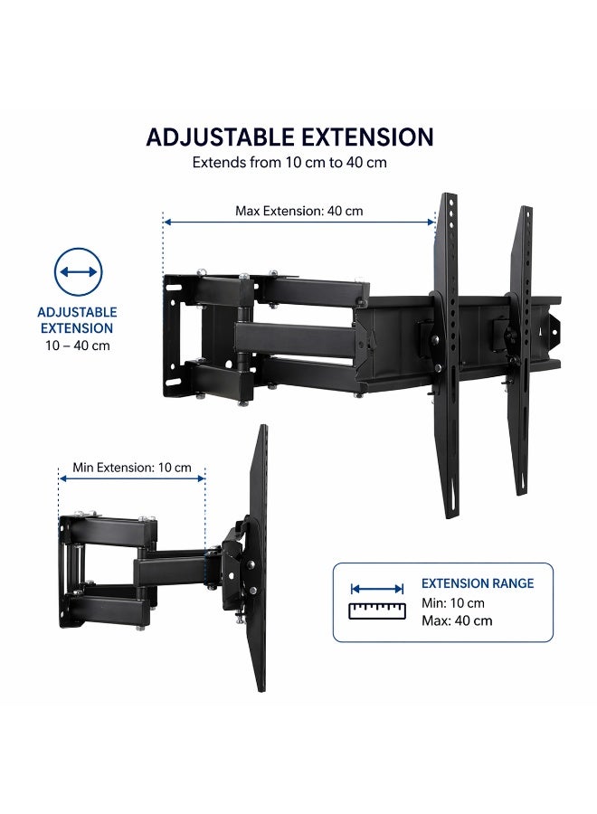 Vontech Full-Motion TV Wall Mount 55 to 85 Inch Articulating Swivel Arm Tilt & Extend VESA 400x600 LCD & LED Heavy Duty 40 kg Load (Black) - Image 5