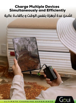 باور بانك بريميوم بسعة 20,000 ملي أمبير - شحن فائق السرعة بقوة 65 واط مع منافذ USB-C و USB-A لشحن أجهزة متعددة، شاحن محمول لشحن عدة أجهزة بنفس الوقت، شحن سريع لأجهزة آيفون و سامسونج و جالكسي و ايباد برو و ايربودز و هواوي والأجهزة اللوحية وأجهزة GPS ومشغلات MP3/MP4 وغيرها، تصميم محمول وصغير الحجم 20000 mAh - view 2