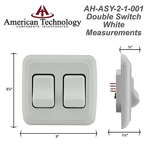 American Technology Components Double SPST On-Off Switch with Bezel, 12-Volt, for RV, Trailer, Camper (White) - Image 4