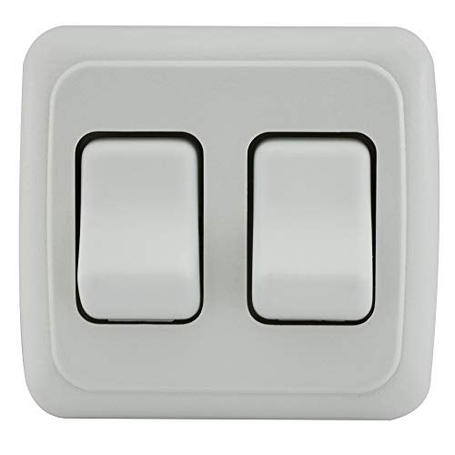 American Technology Components Double SPST On-Off Switch with Bezel, 12-Volt, for RV, Trailer, Camper (White) - Image 2