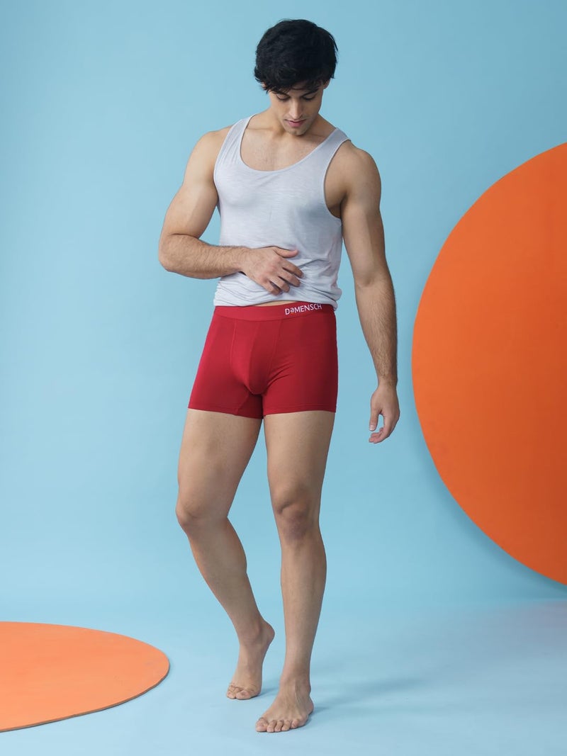 DAMENSCH Deo-Soft Solid Underwear for Men, Breathable Inner, Modal Trunks, Super Soft Waistband, Odour Cancelling Trunks, 3X Softer Than Cotton Men Underwear-Tango Red-S - Image 3