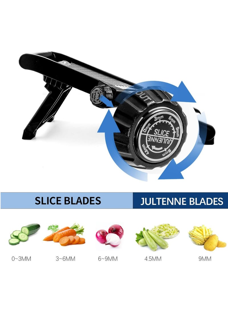 Arabest Mandoline Food Slicer, Adjustable Mandoline Slicer for Kitchen, Stainless Steel Mandolin Vegetable Chopper for Potato, Vegetable Slicer Julienne Cutter, Black - Image 4