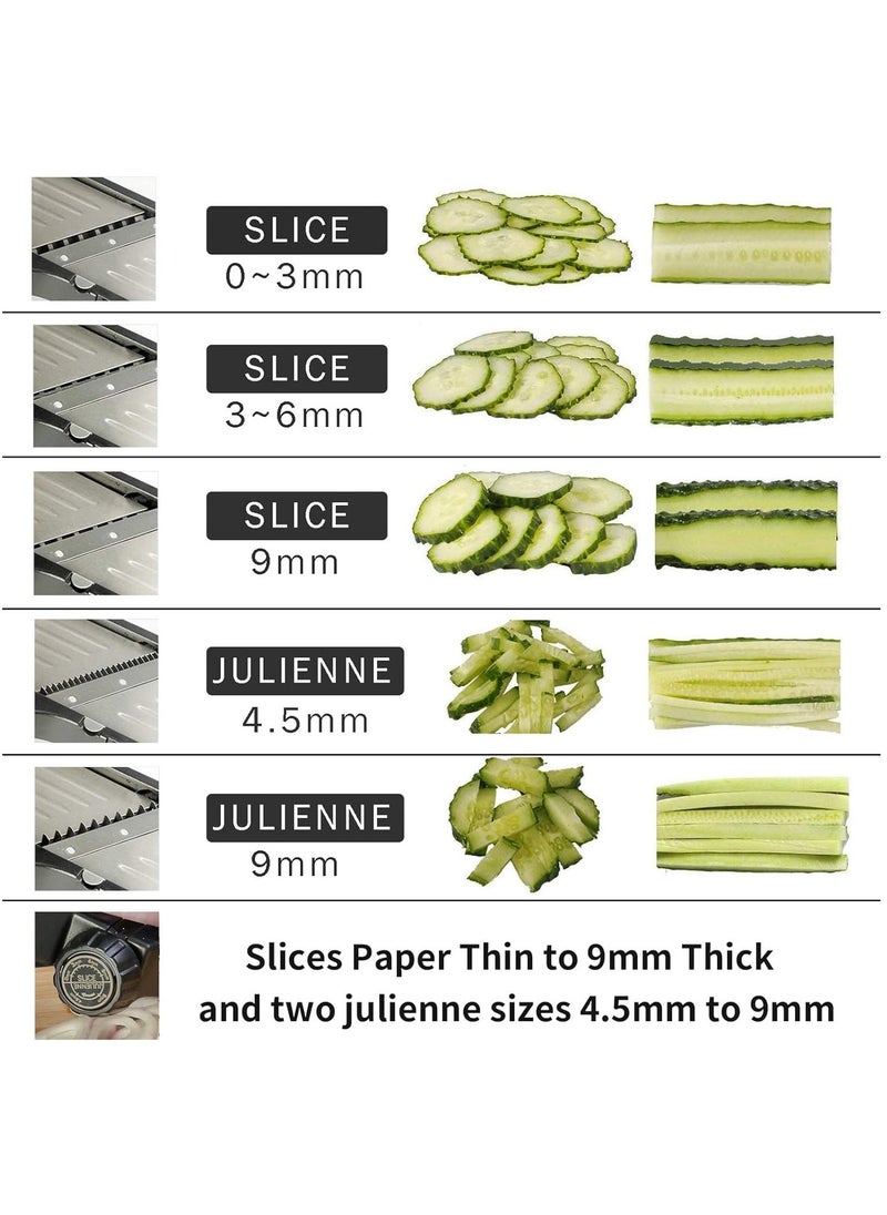 Arabest Mandoline Food Slicer, Adjustable Mandoline Slicer for Kitchen, Stainless Steel Mandolin Vegetable Chopper for Potato, Vegetable Slicer Julienne Cutter, Black - Image 2