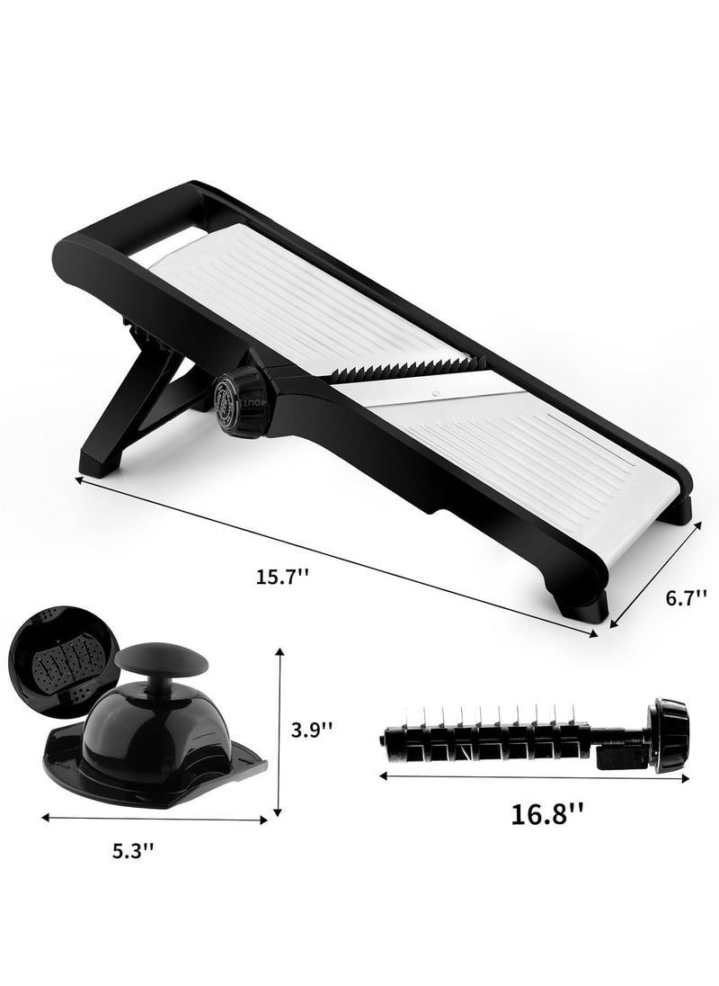 Arabest Mandoline Food Slicer, Adjustable Mandoline Slicer for Kitchen, Stainless Steel Mandolin Vegetable Chopper for Potato, Vegetable Slicer Julienne Cutter, Black - Image 5